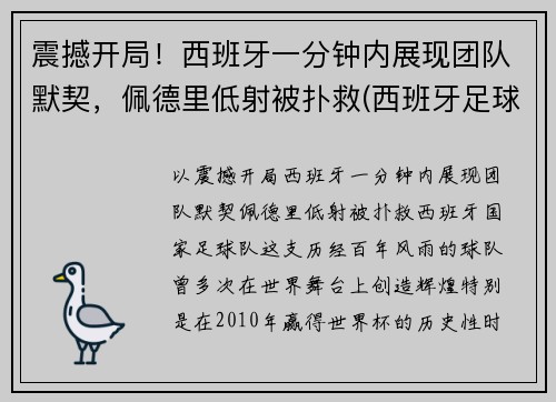 震撼开局！西班牙一分钟内展现团队默契，佩德里低射被扑救(西班牙足球运动员佩德里)